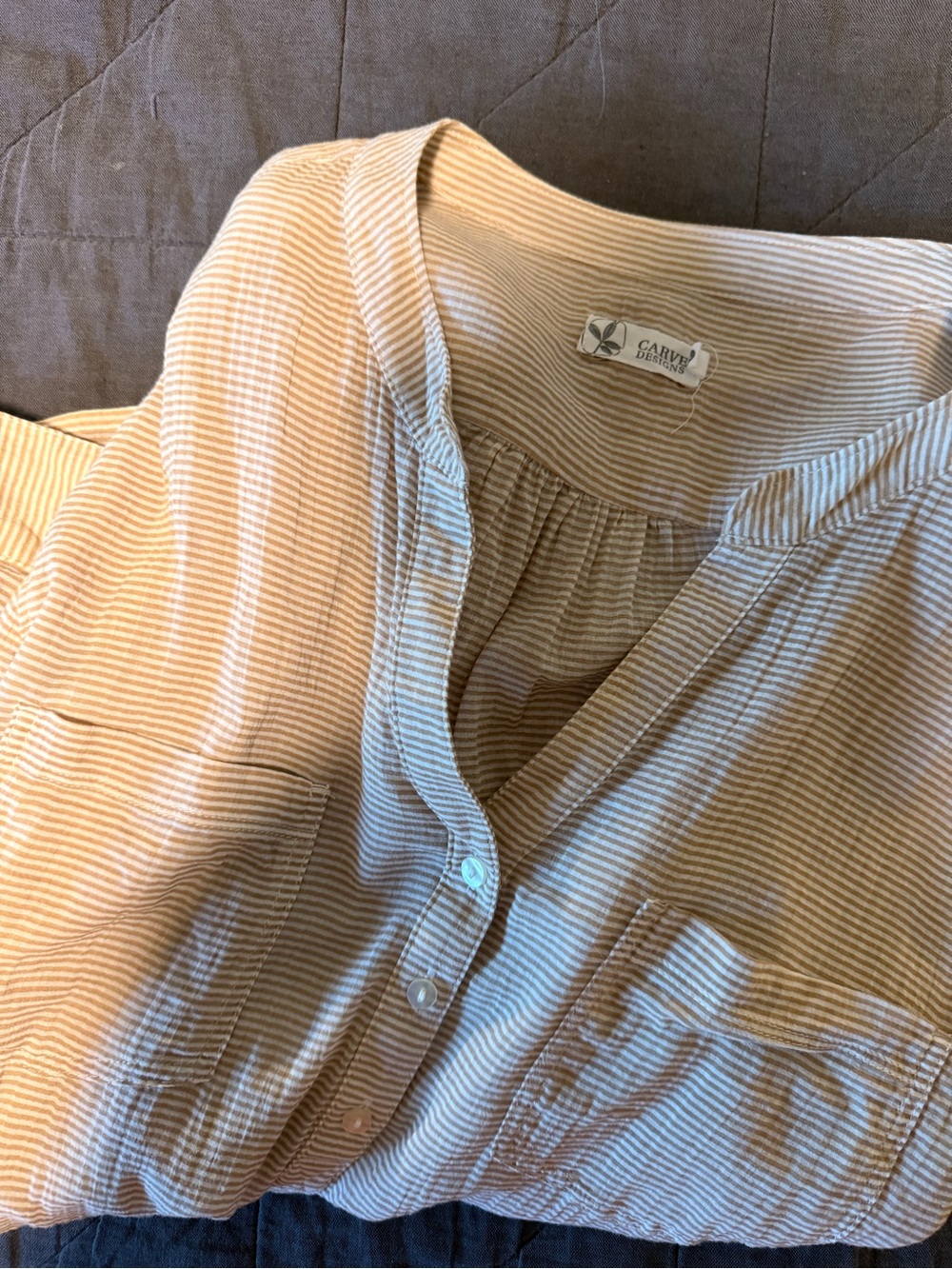 Carve Designs Striped Tan Tunic